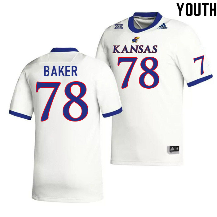 Youth #78 Joey Baker Kansas Jayhawks College Football Jerseys Stitched Sale-White